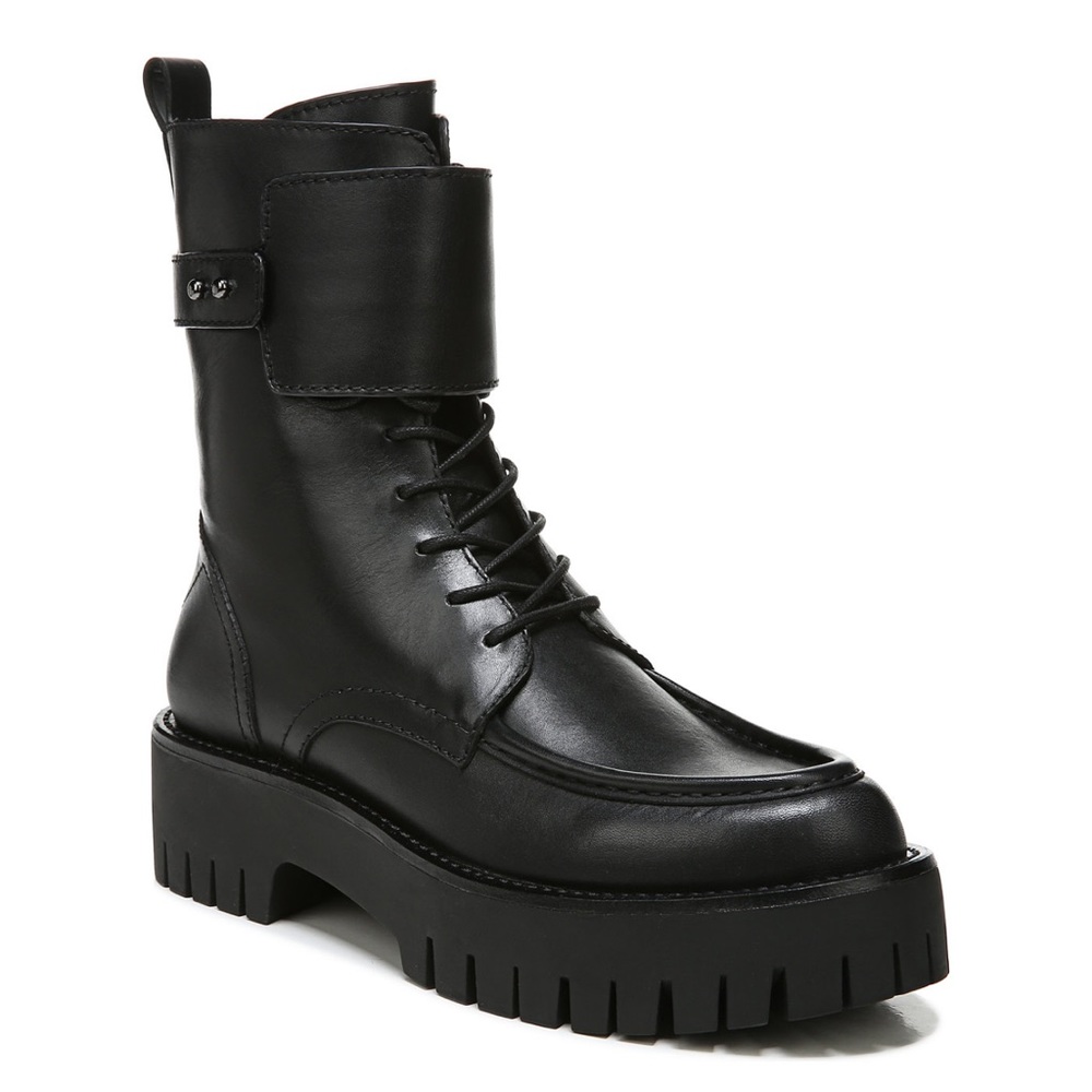 Dana Franco Sarto platform buckle leather combat boots lightweight